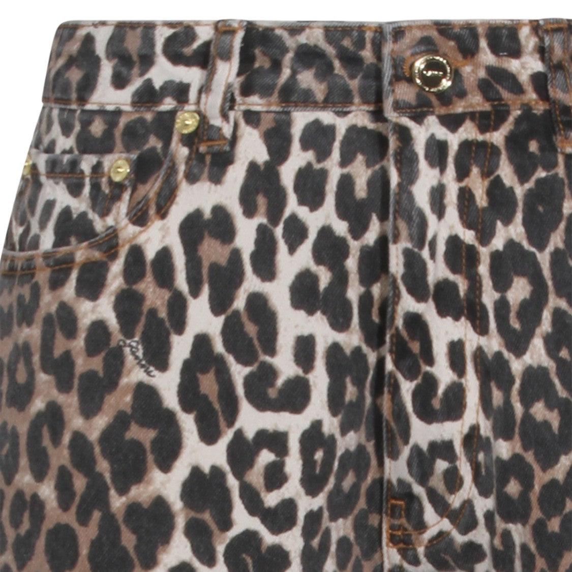 Ganni Leopard Print Straight-Leg Jeans