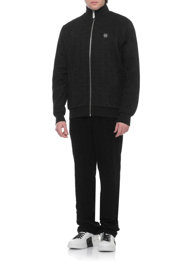 Philipp Plein Black Monogram Paisley Cotton Sweatshirt