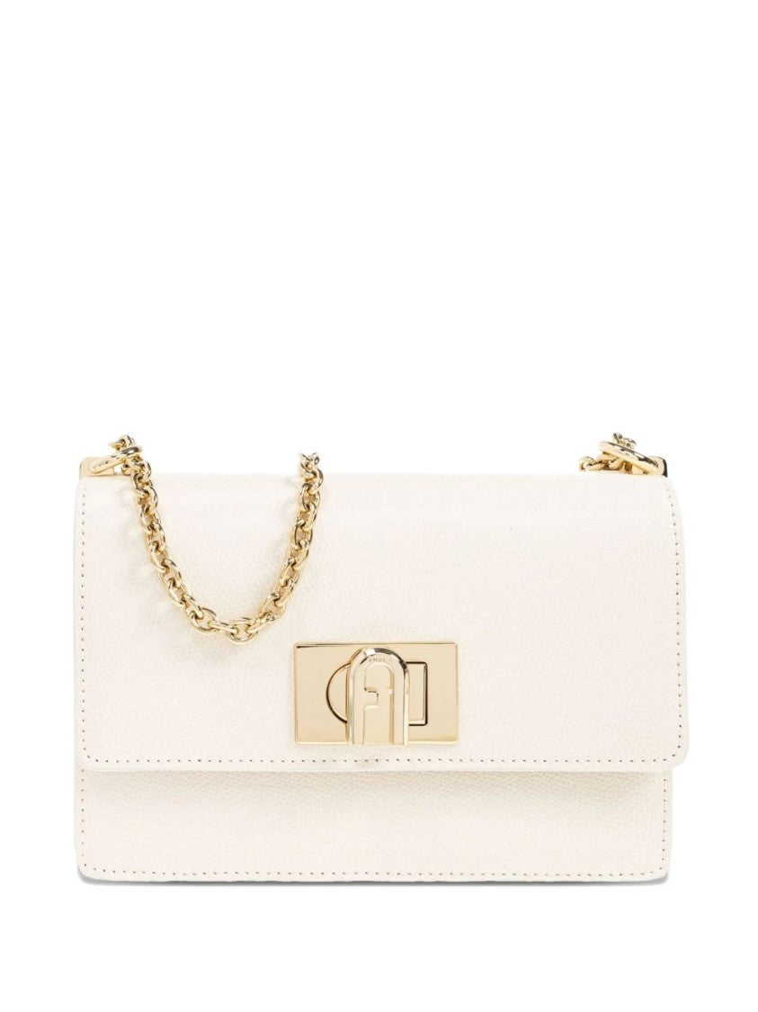 Furla Structured White Leather Shoulder Bag