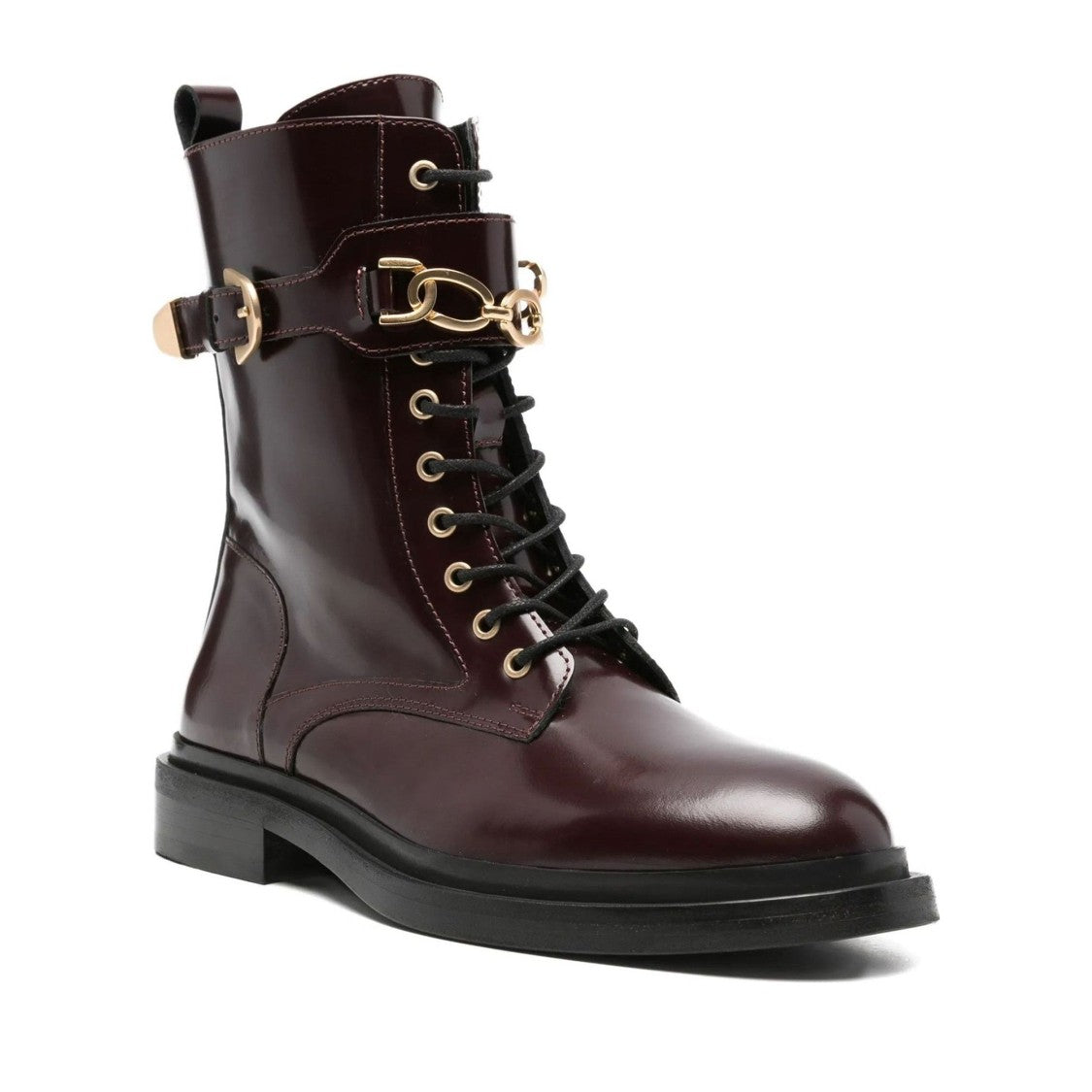 Adrianna Feretti Red Polished Decorative Details Leather Boots