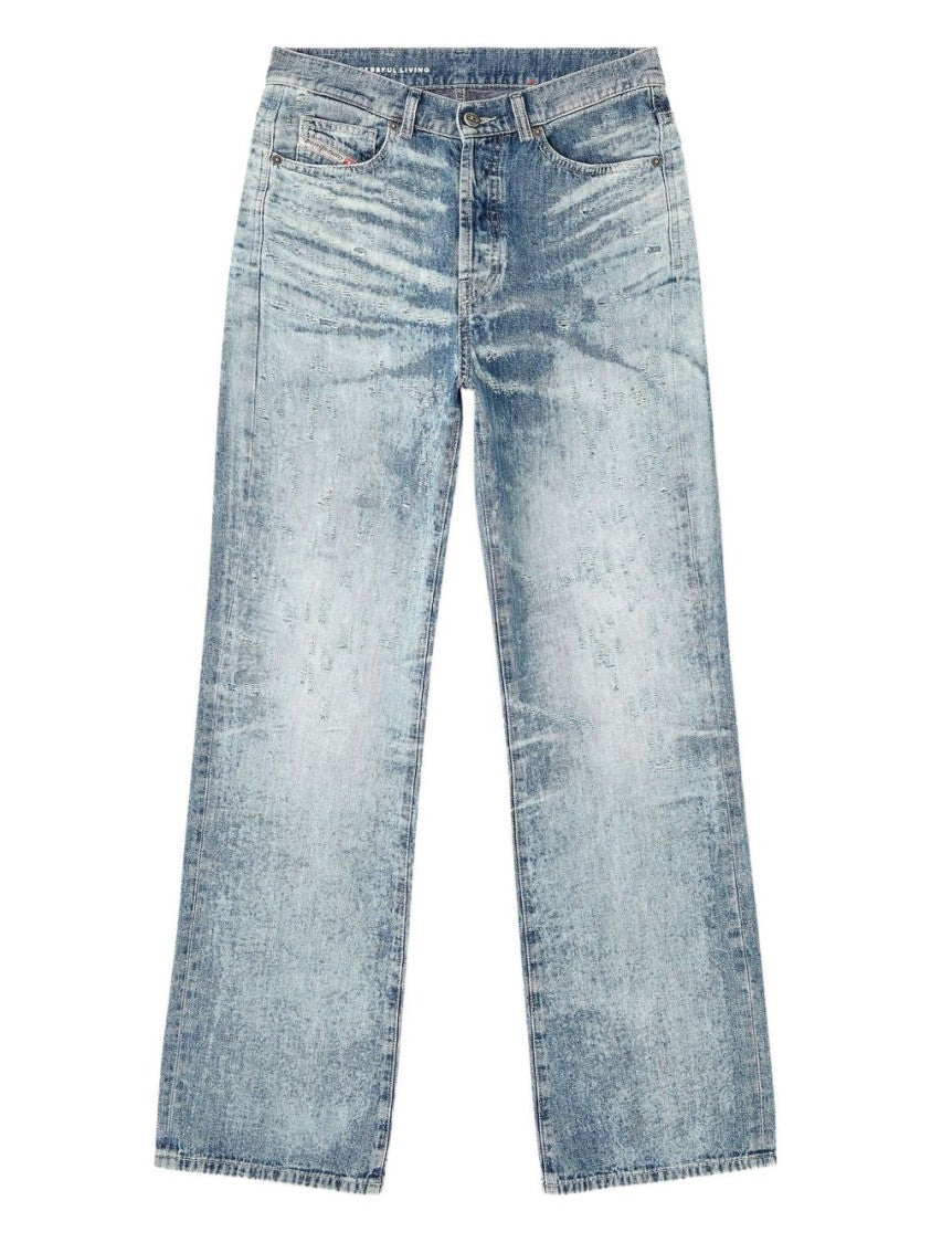 Diesel Wide-Leg Distressed Denim Jeans With High Waist