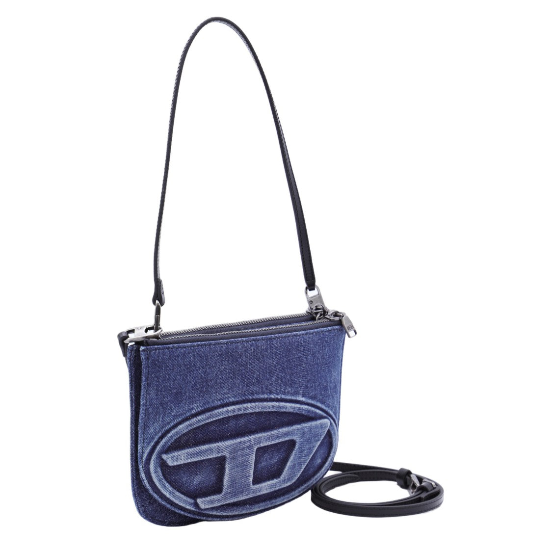 Diesel Compact Denim Shoulder Bag With Embossed Logo
