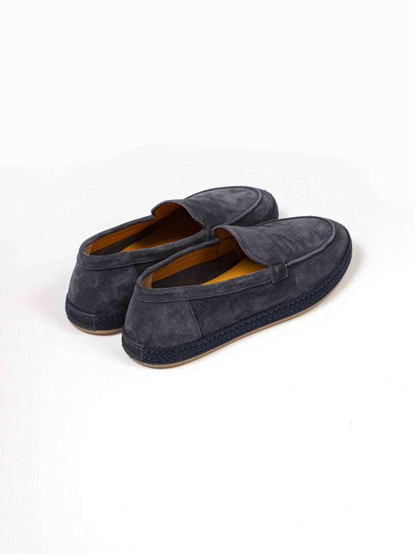 Doucal's Suede Rounded-Toe Moccasin Loafers