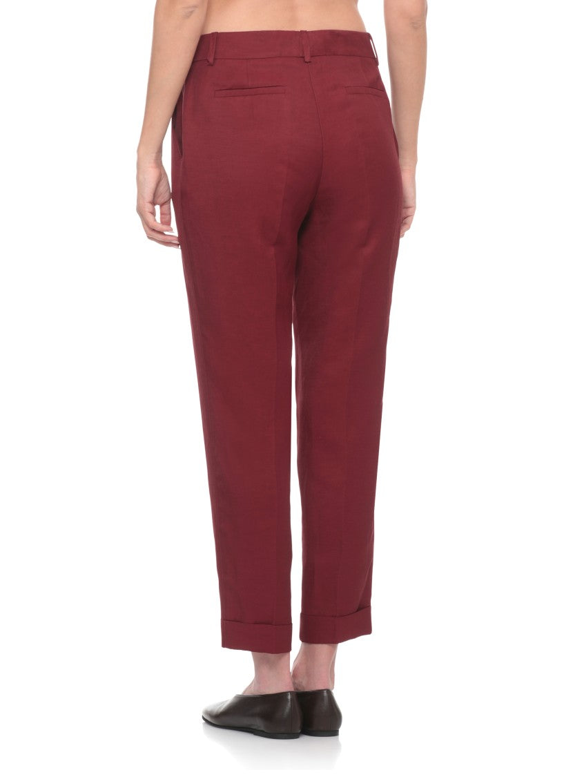 Parosh Bordeaux Raisa26 Linen-Blend Chino Pants