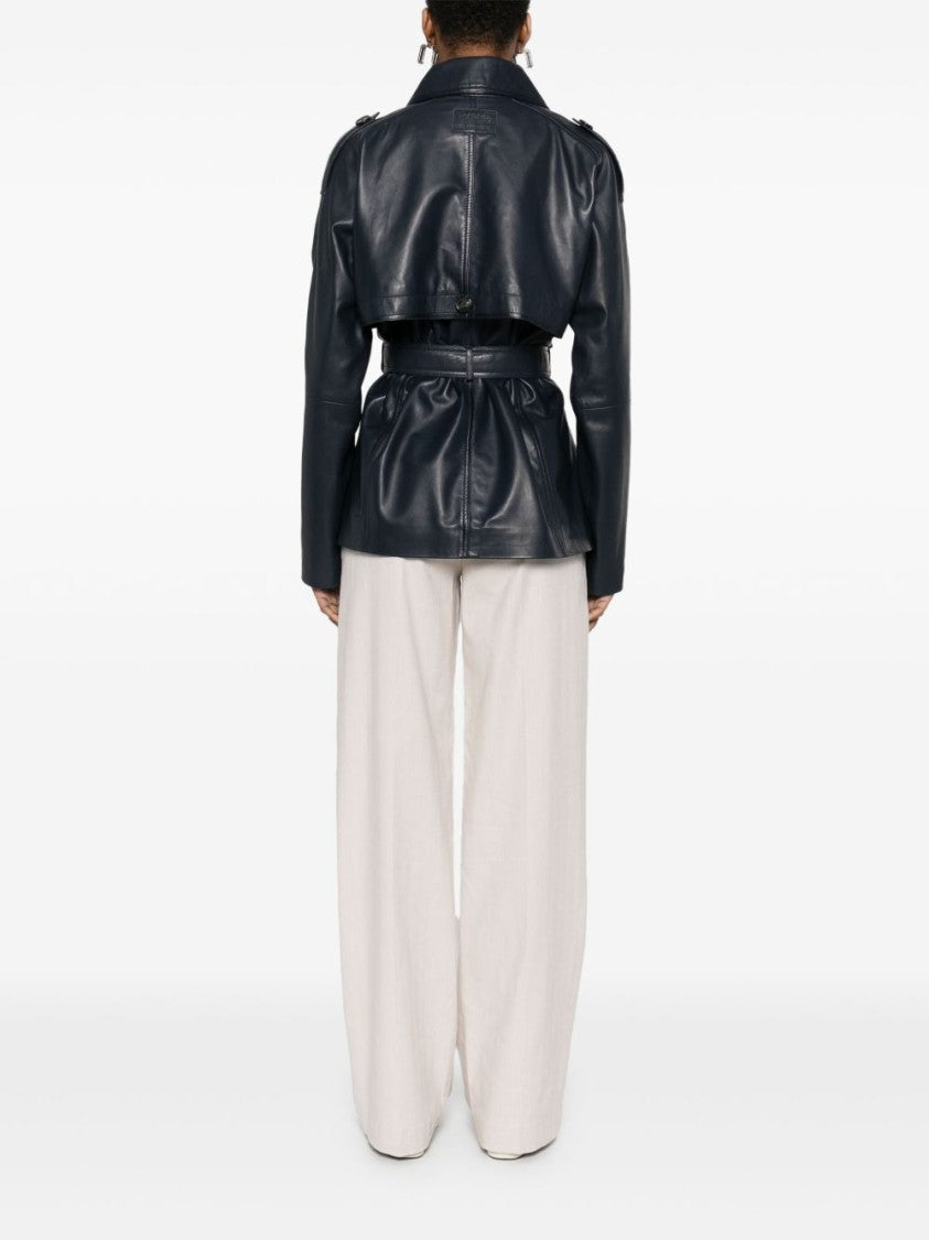 Iceberg Navy Blue Leather Jacket