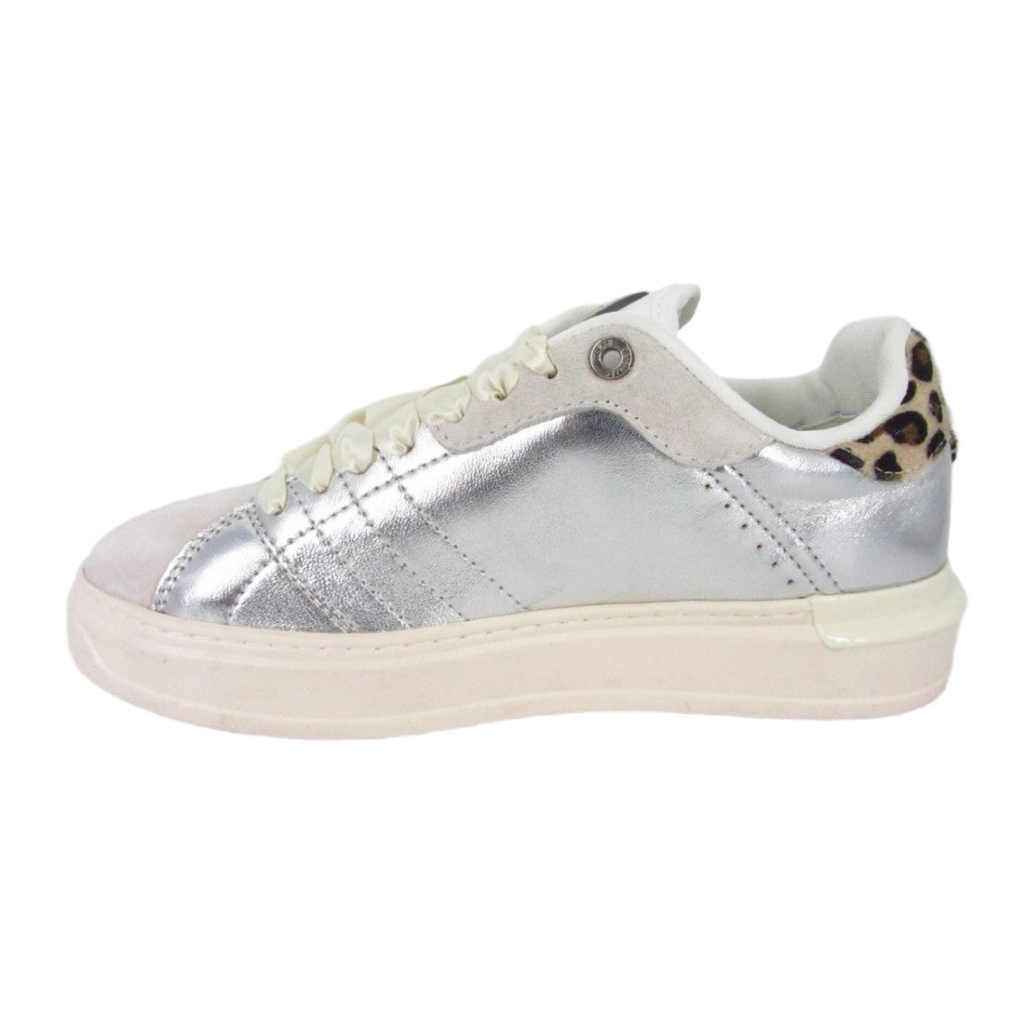 Colmar White Silver Metallic Suede Casual Shoes