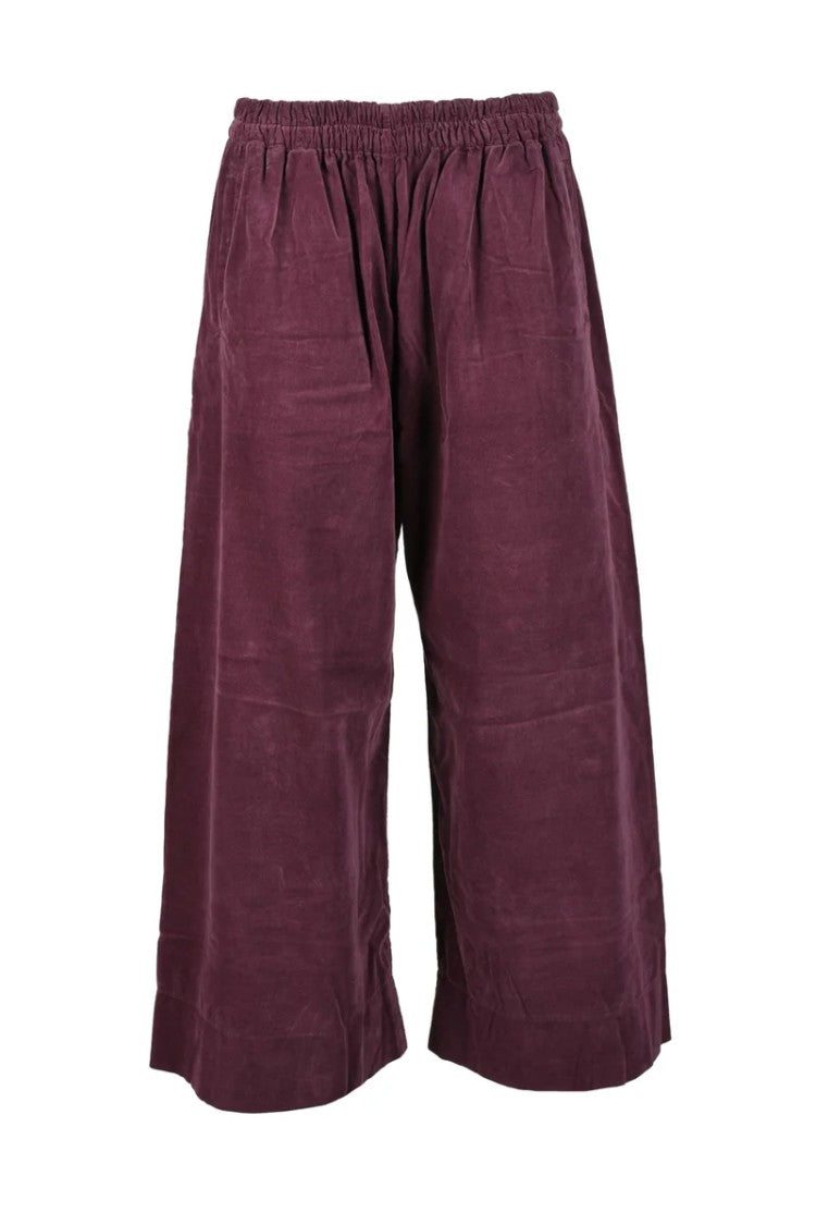 Another Label Wide-Leg Crop Trousers With Elastic Waistband And Pleated Detail