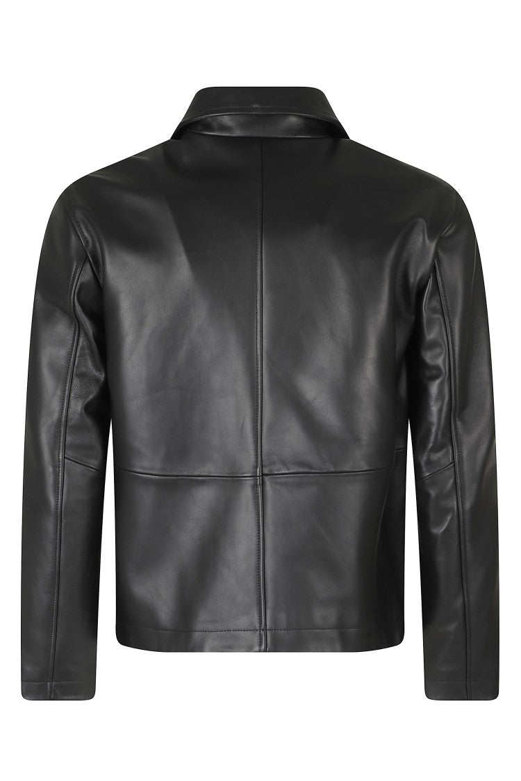 Sunflower Short Lamb Leather Jacket With Classic Collar And Dual Zipper