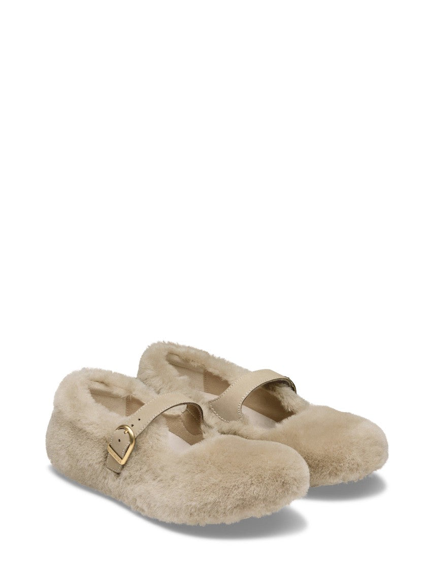 Birkenstock Sandcastle Santa Clarita S Textured Plush Leather Flats