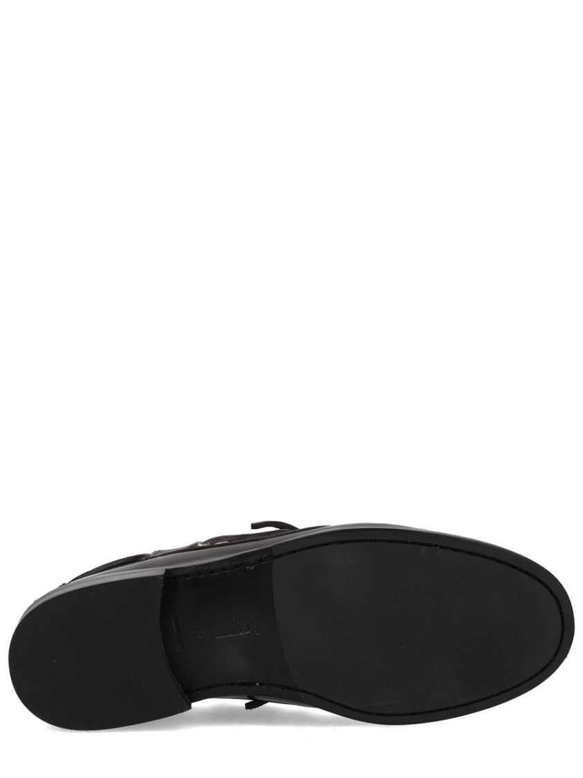 Aeydē Harris Polished Stitched Bow Loafers