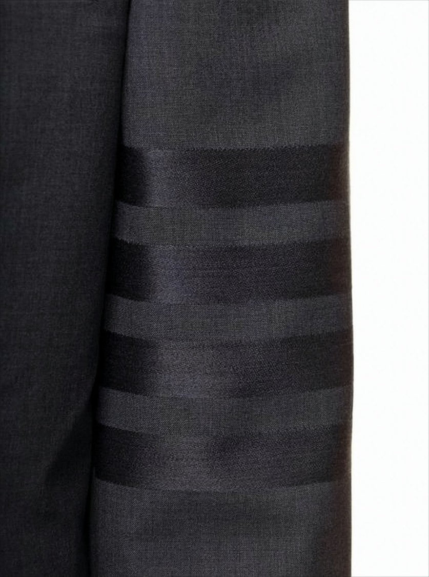 Thom Browne Tailored Grey Wool Suit Jacket With Classic Notch Lapels
