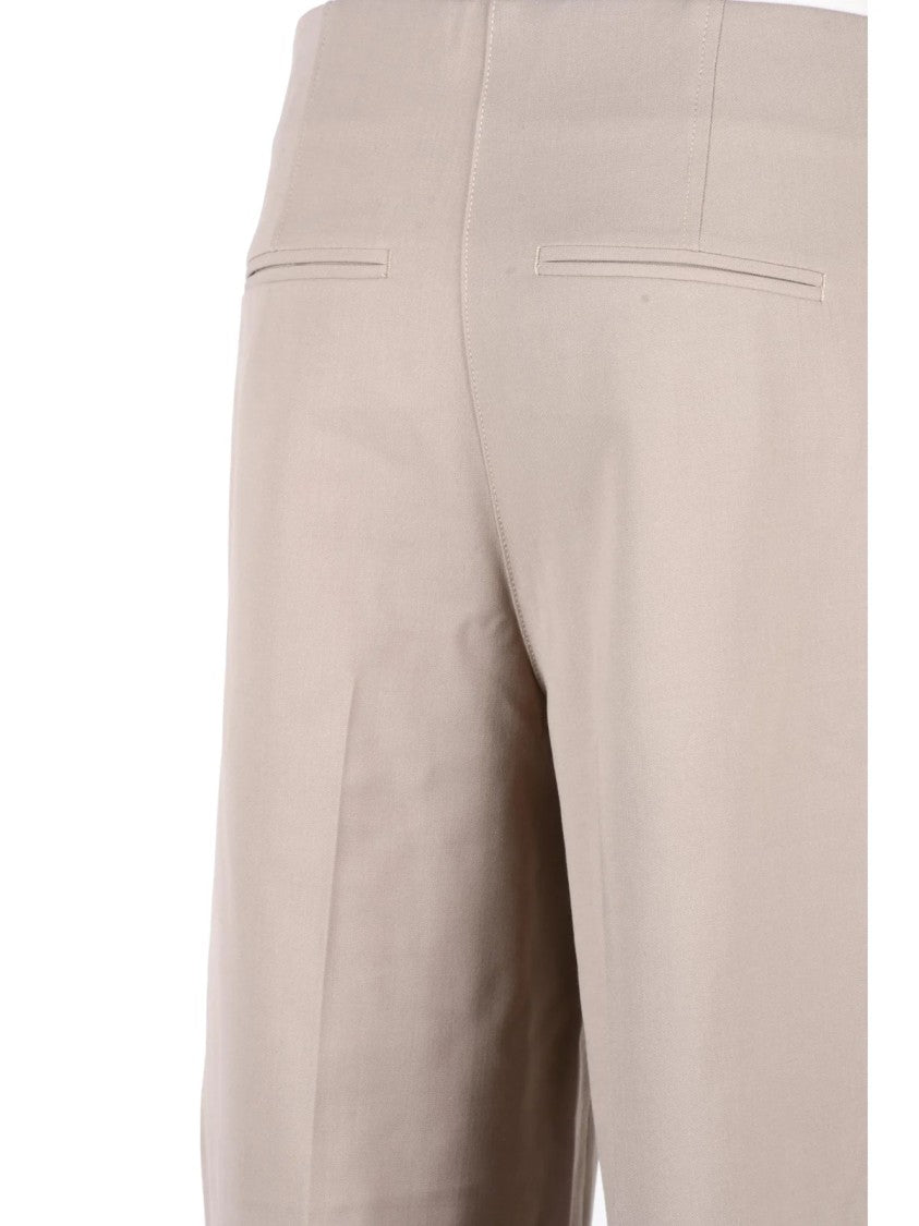 Seventy Beige Pleated High-Waisted Virgin Wool-Blend Wide-Leg Pants