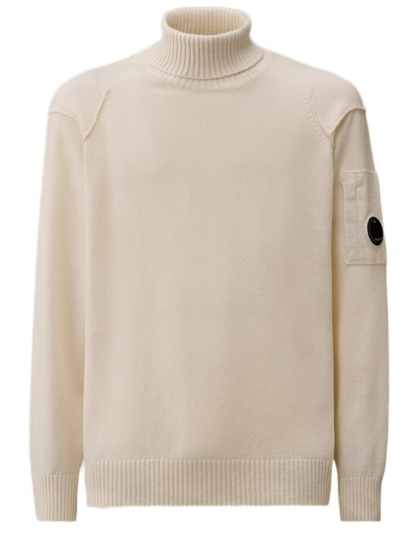 C.P. Company Lambswool Turtleneck Sweater With Ribbed Design And Pocket Detail