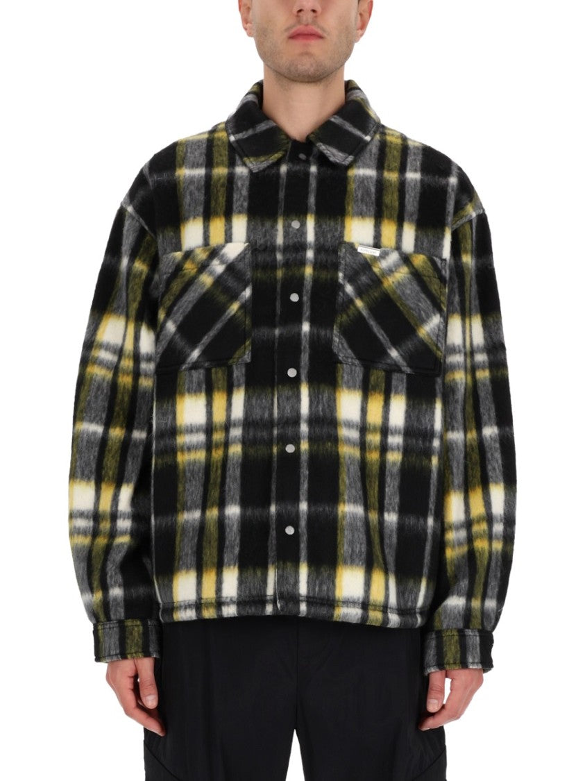 Represent Textured Plaid Snap Button Overshirt