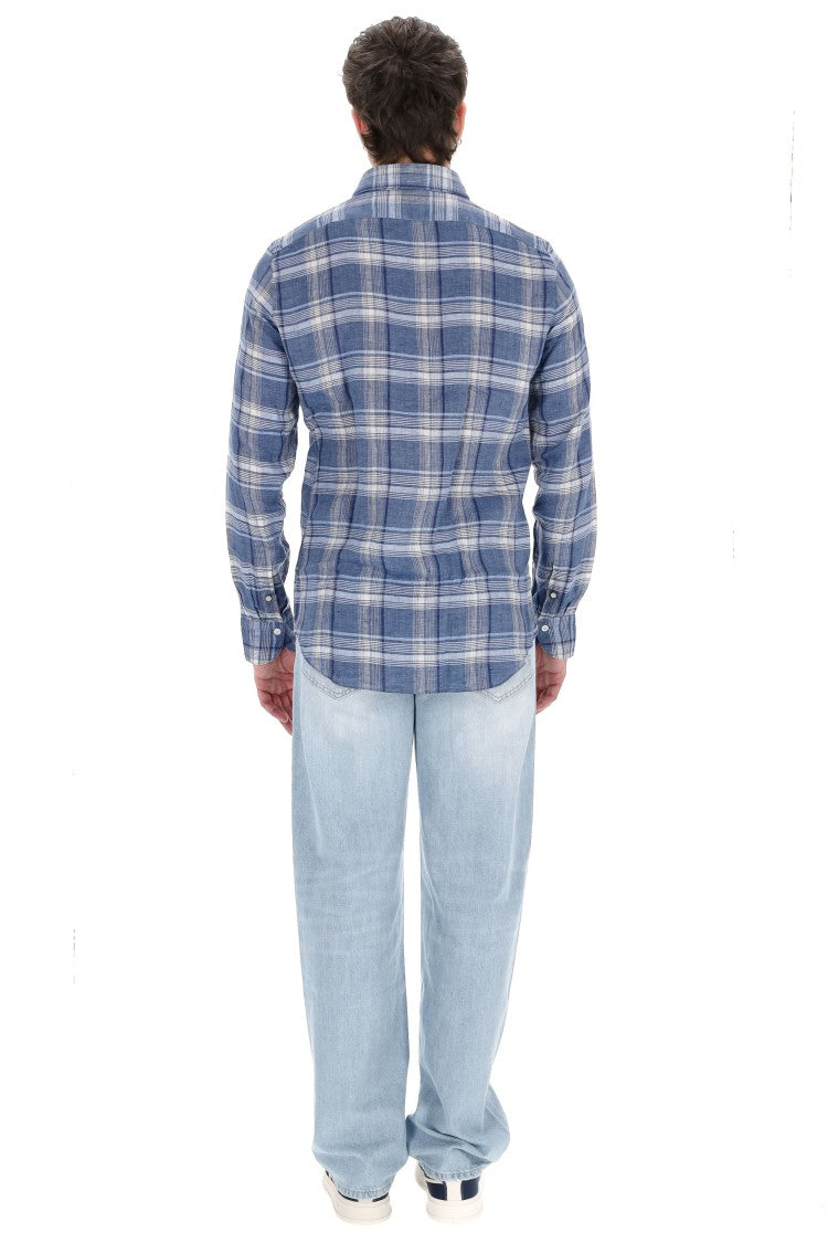 Finamore Tokyo Line Madras Pure Linen Tailored Shirt