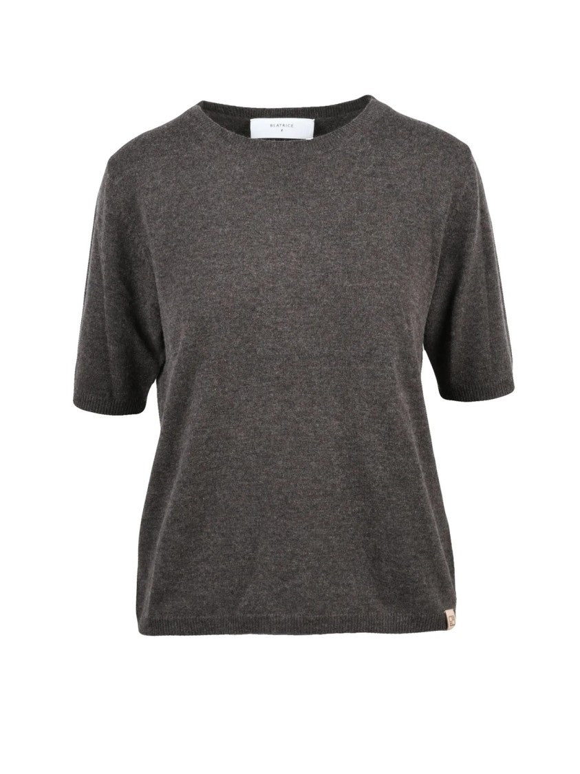 Beatrice.B Brown Relaxed Fit Virgin Wool-Blend Crewneck Sweater