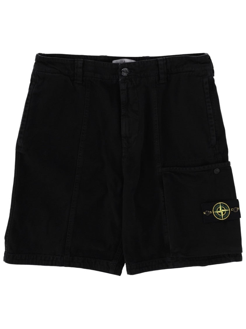 Stone Island Neutral Cargo Multiple Pockets Cotton Shorts