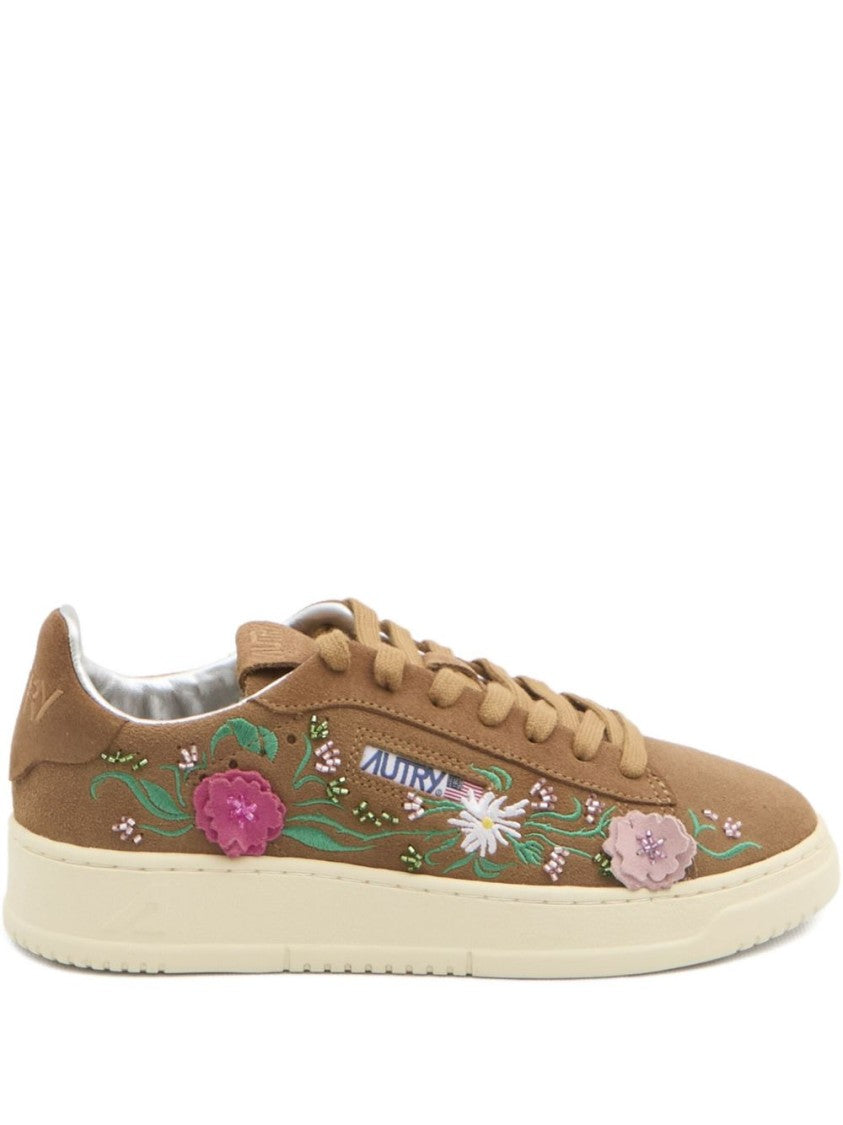 Autry Dallas Low 'Floral' Sneakers In Brown Suede