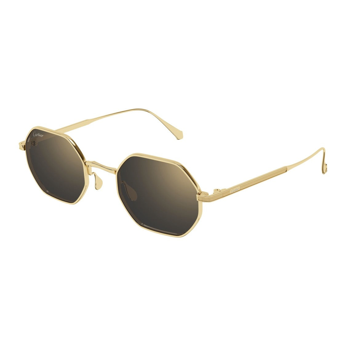 Cartier Octagonal Titanium Sunglasses With Polished Gold Finish