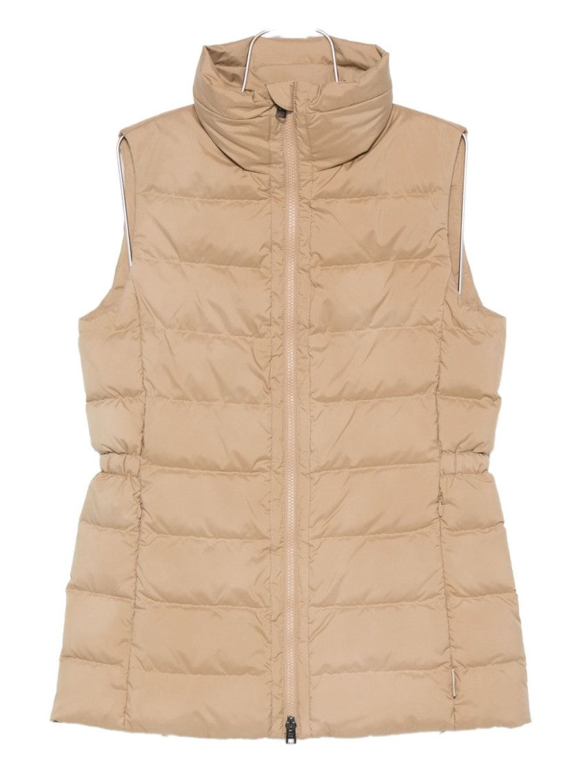 Woolrich Quilted Beige Jacket With High Stand Collar