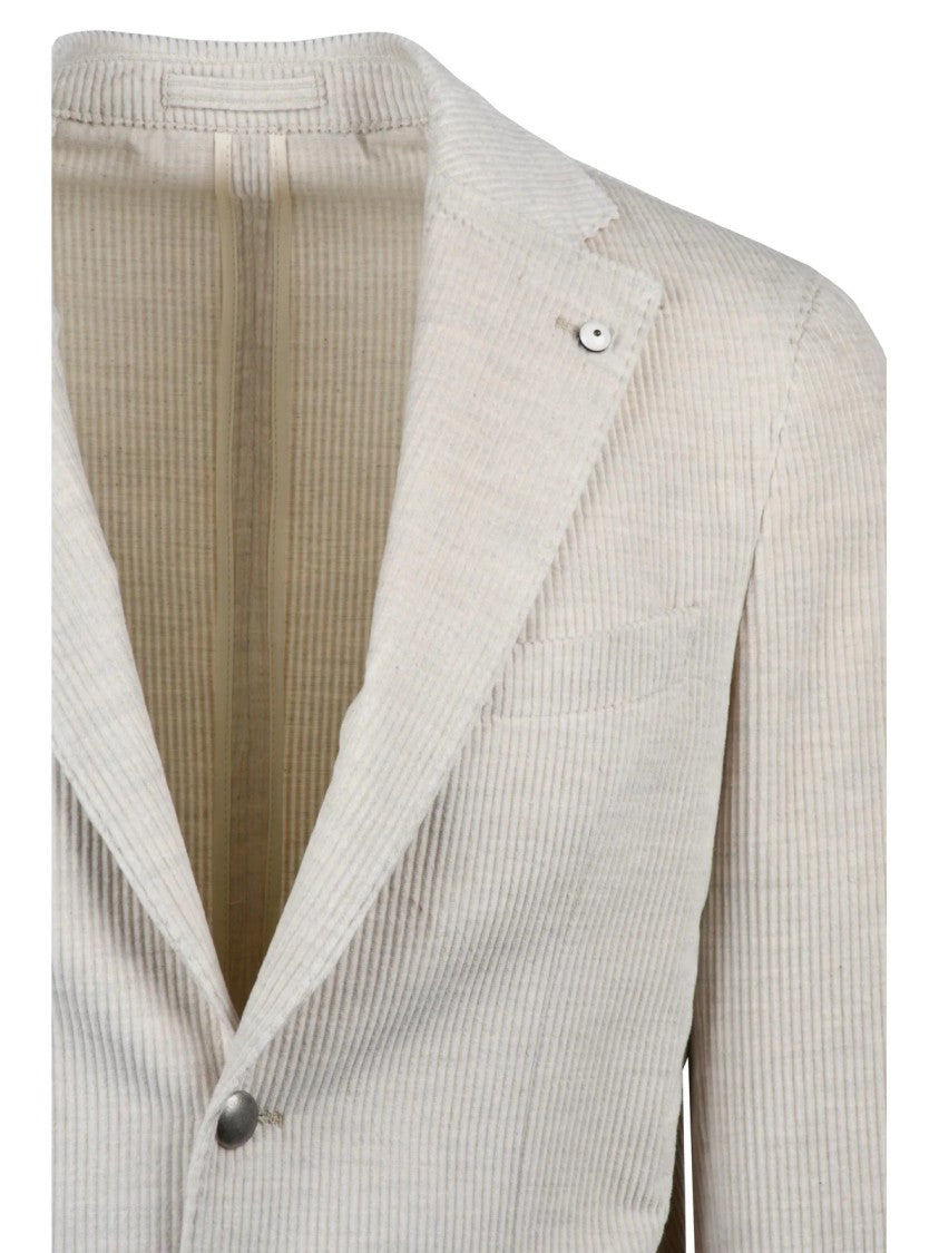 L.B.M. 1911 Cotton Velvet Jacket With Rounded Design And Button Closure
