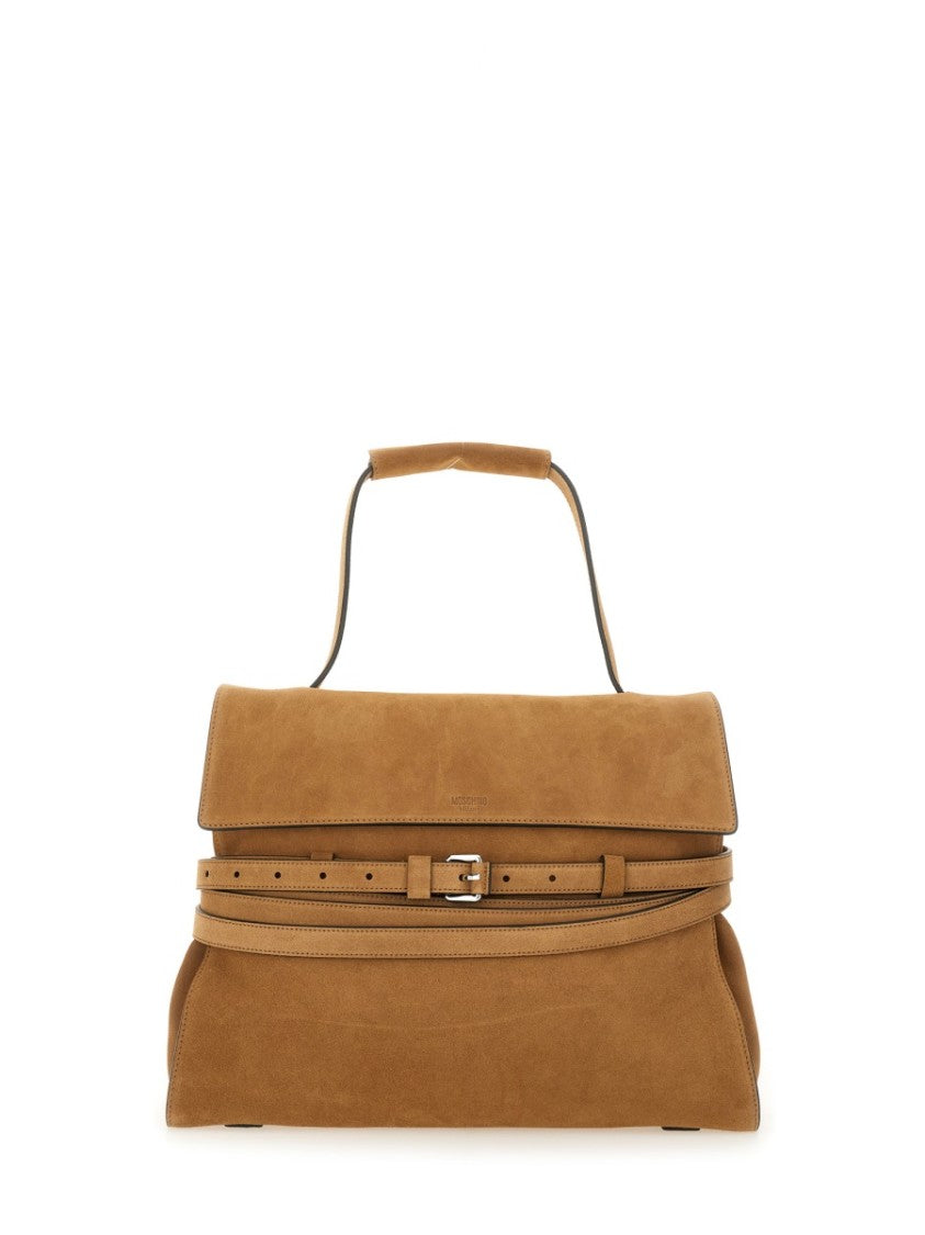 Moschino Structured Suede Handbag