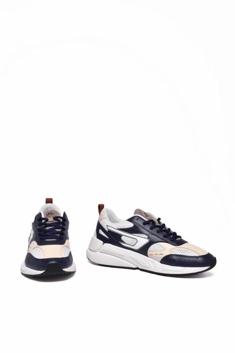 Diesel White Blue Men Polyester Serendipity Sport Sneakers