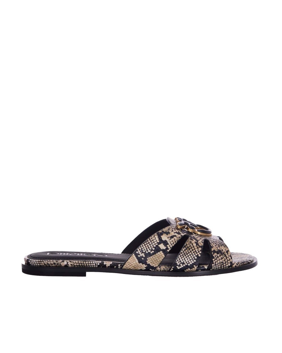 Pinko Snakeskin Pattern Slip-On Sandals