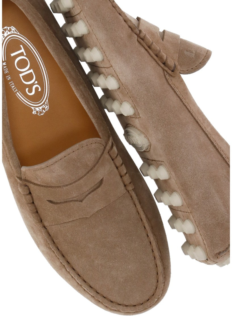 Tod's Brown Embossed Logo Loafers