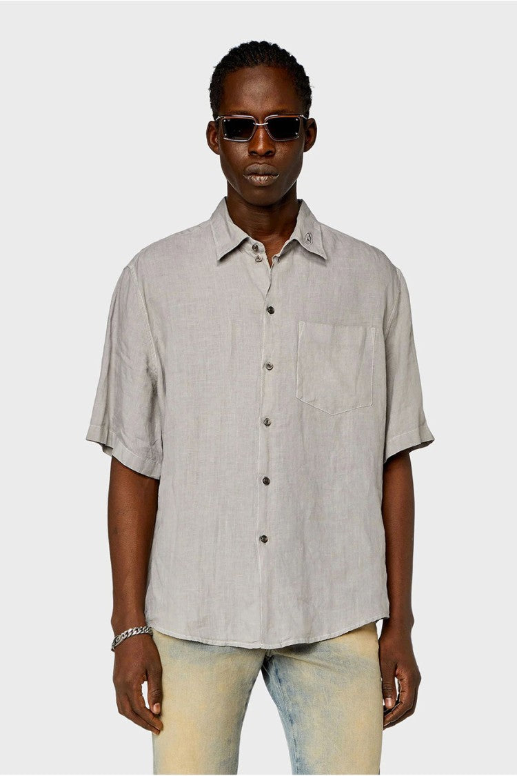Diesel Short-Sleeve Casual Shirt Classic Collar Textured