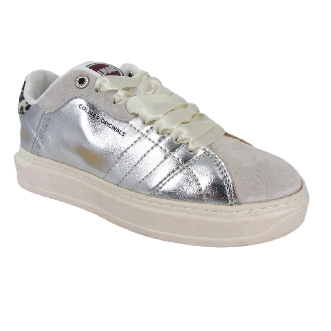Colmar White Silver Metallic Suede Casual Shoes