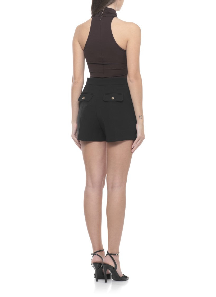 Elisabetta Franchi Brown Metal Detail Viscose Bodysuit