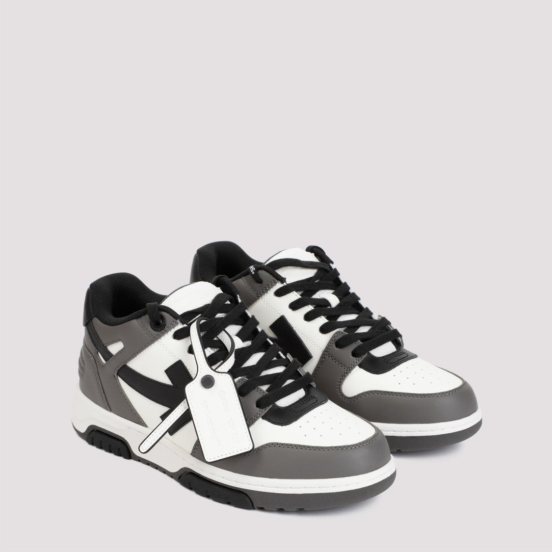 Off-White Dark Grey Leather Sneakers