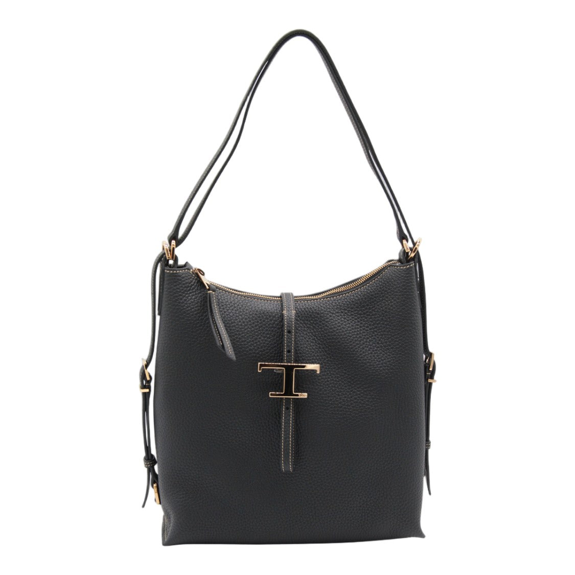 Tod's Structured Pebbled Handbag With Metallic Clasp