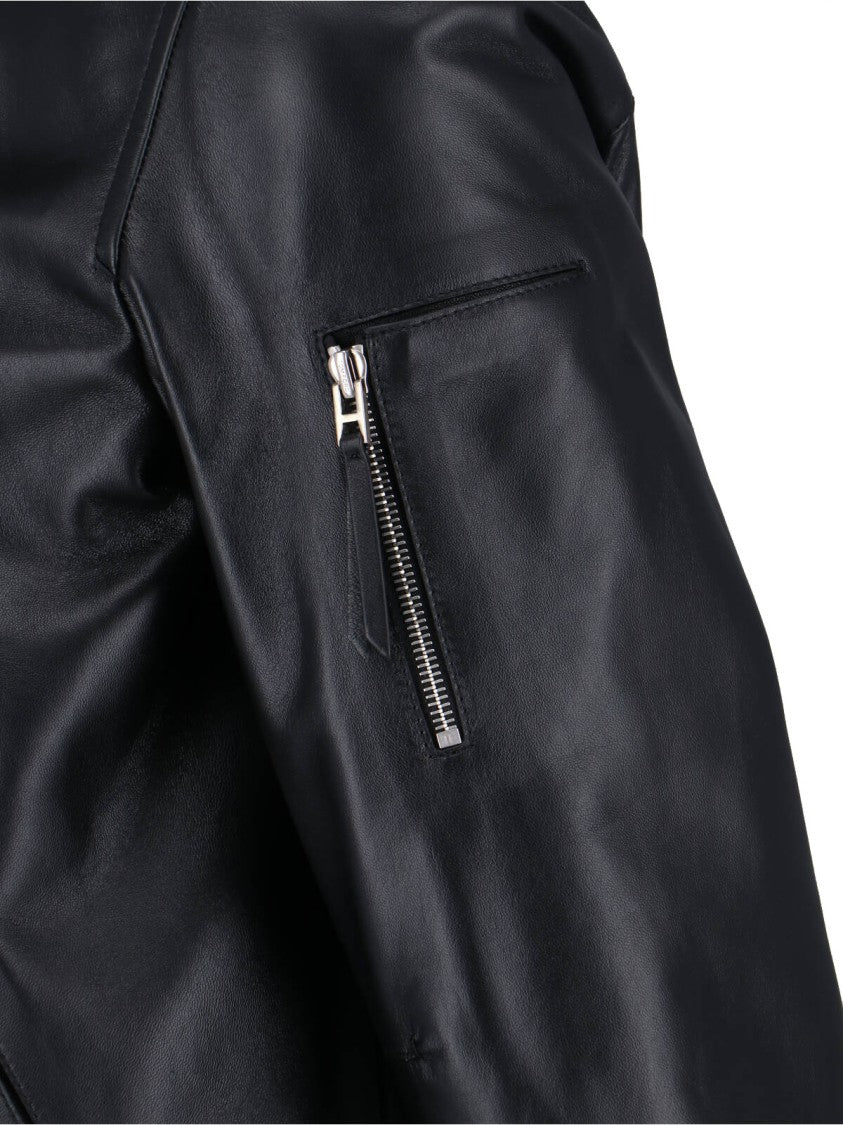 Tom Ford Classic Black Lamb Leather Jacket With Zip Closure
