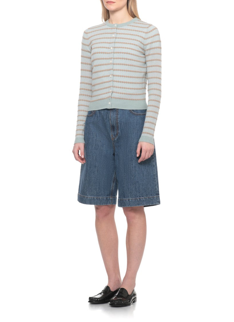 Guest In Residence Light Blue Jane Striped Cardigan