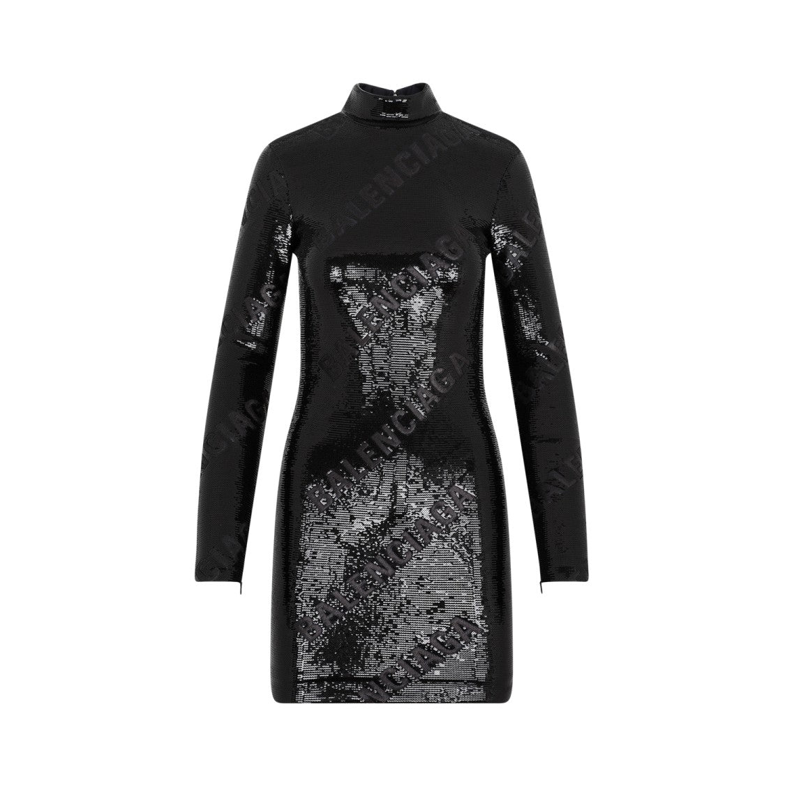 Balenciaga Turtleneck Black Mat Polyamide Dress