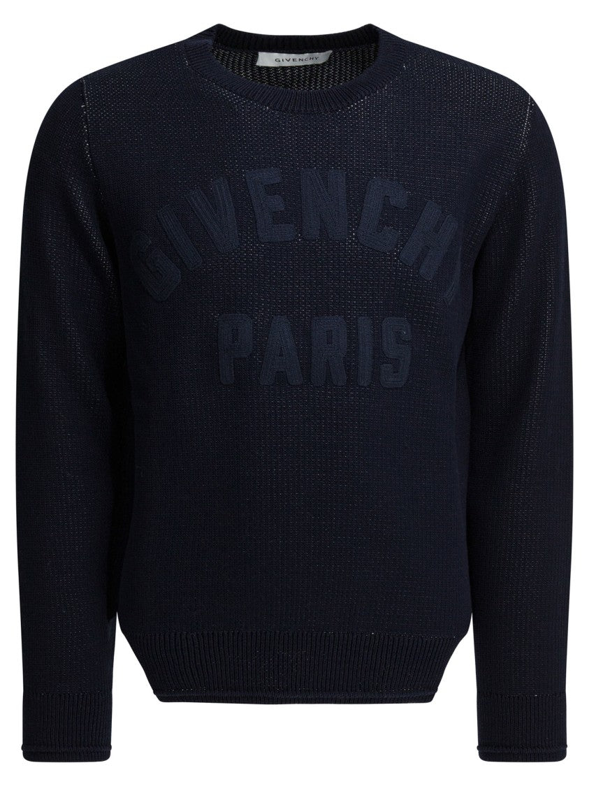 Givenchy Embroidered Logo Black Sweater With Ribbed Details