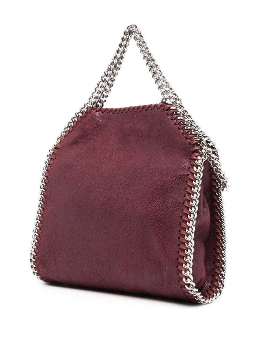 Stella Mccartney Bordeaux Red Bag With Chain-Link Handles And Logo Charm