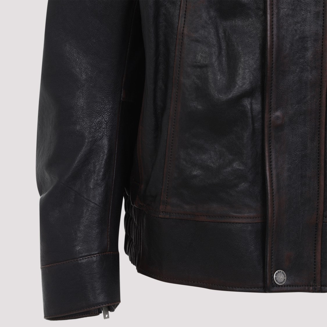 Golden Goose Port Royale Black Ovine Leather Prince Nappa Bomber Jacket