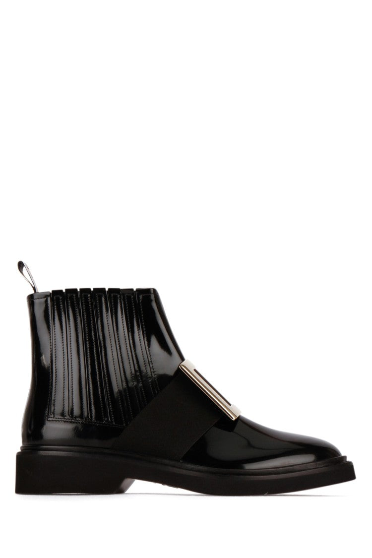 Roger Vivier Pleated Back Black Calfskin Bootie