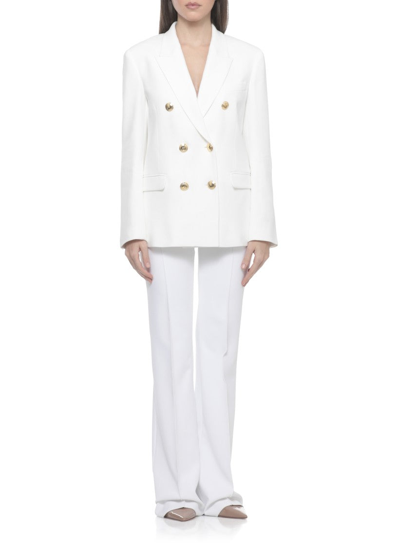 Elisabetta Franchi Ivory Viscose Double-Breasted Blazer