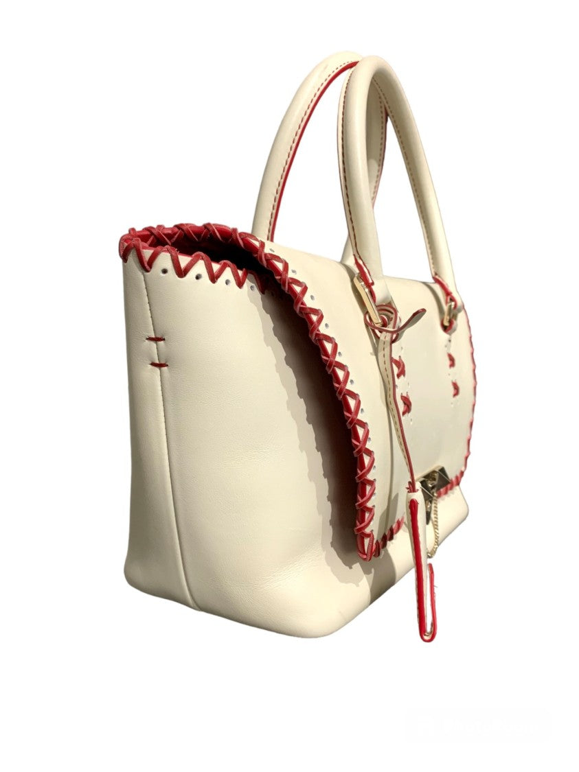 Valentino Demilune Structured Handbag With Woven Accents
