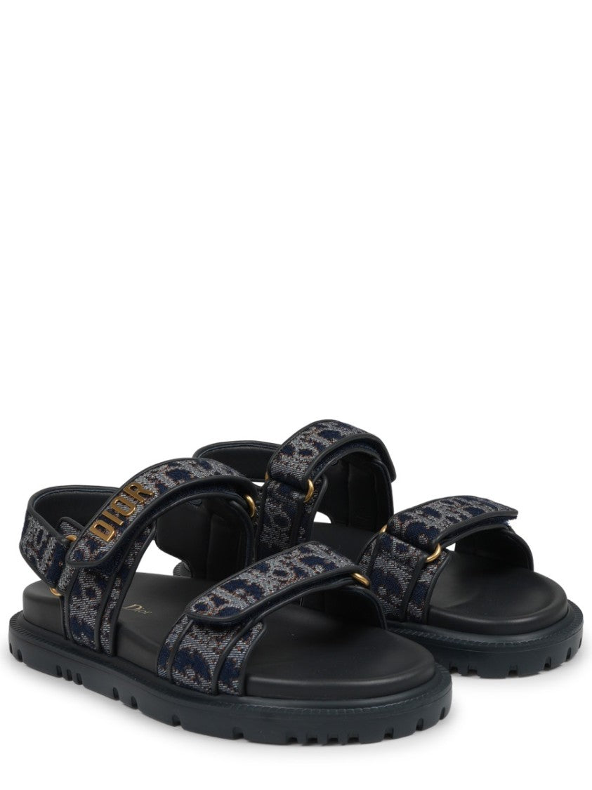 Dior Logo Embellished Black Sandals