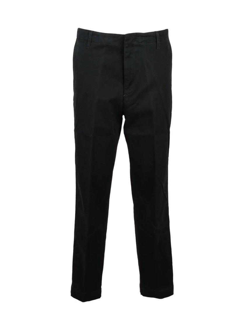 Dondup Black Janis Straight-Leg Stretch Cotton Trousers