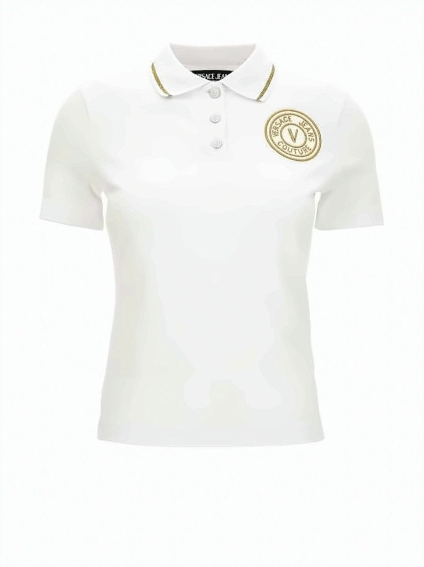 Versace Short-Sleeved Polo Shirt With Gold Trim
