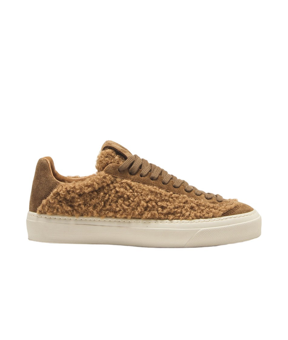 Aqua Alta Venice Teddy Brown Sneakers With Suede Accents