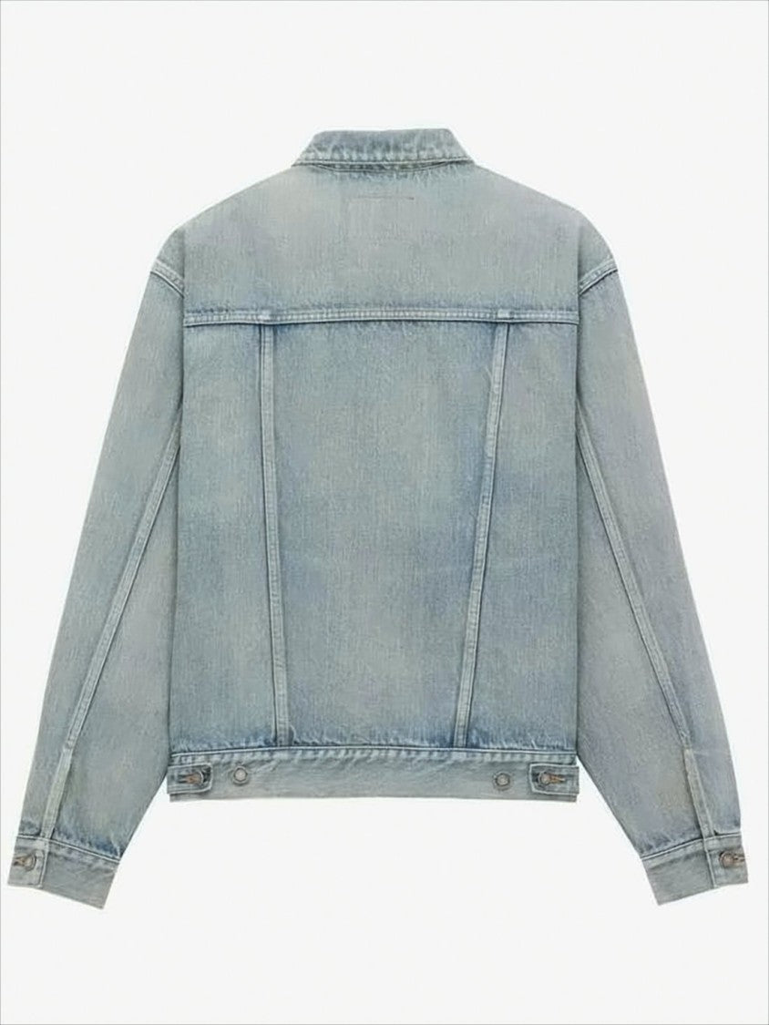 Saint Laurent Light Wash Denim Jacket With Classic Design