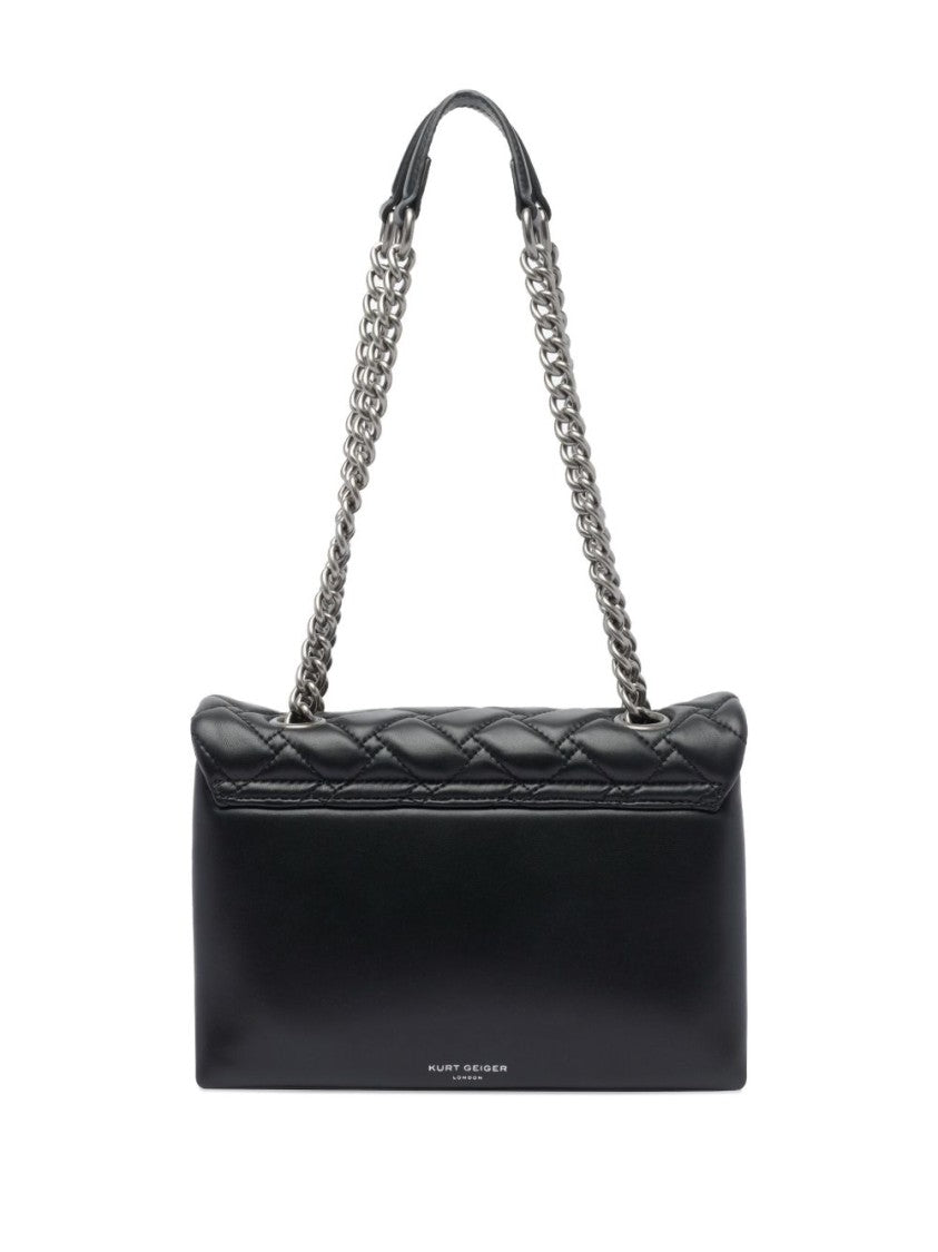 Kurt Geiger Quilted Calf Leather Shoulder Bag With Distinctive Silver Clasp