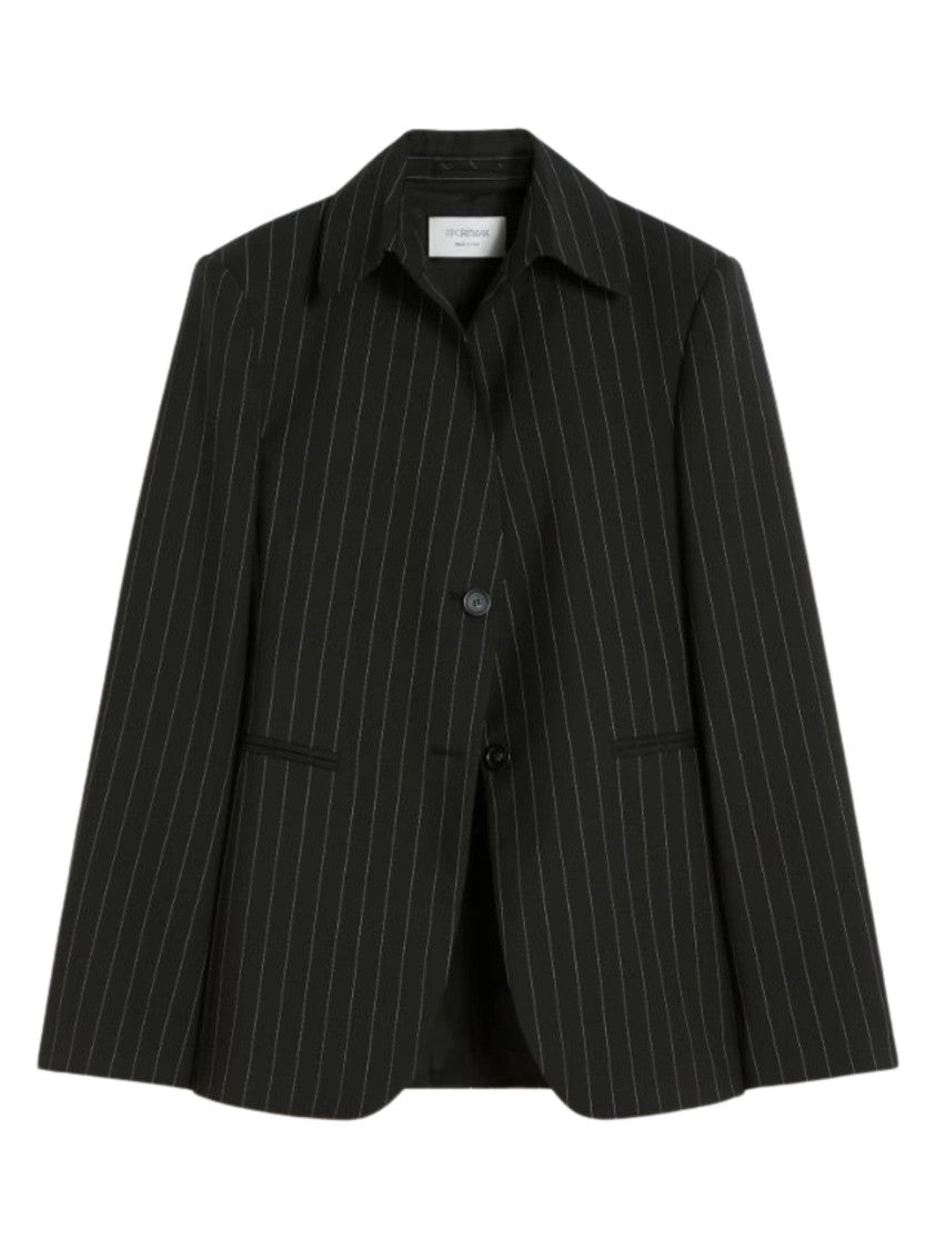 Sportmax Black Pinstripe Single Button Jacket